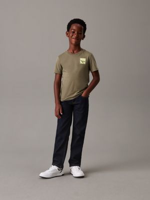 dusty olive logo t-shirt for boys calvin klein jeans