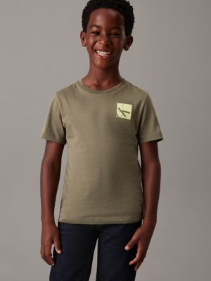 olive green logo t-shirt for boys calvin klein jeans