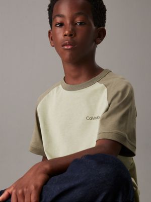 green colourblock t-shirt for boys calvin klein jeans