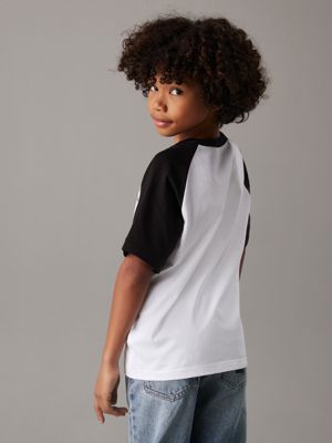 bright white colourblock t-shirt for boys calvin klein jeans