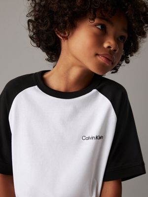 t-shirt color-block bright white da bambini calvin klein jeans