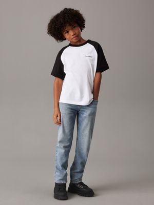 bright white colourblock t-shirt for boys calvin klein jeans