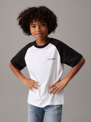 black & white colourblock t-shirt for boys calvin klein jeans