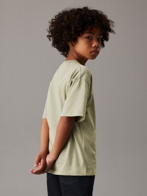 green relaxed logo t-shirt for boys calvin klein jeans