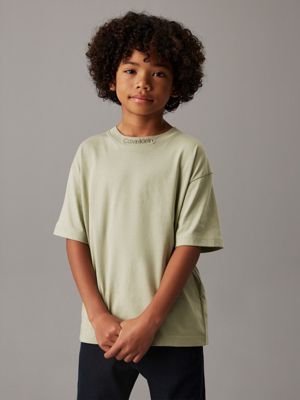 olive green relaxed logo t-shirt for boys calvin klein jeans