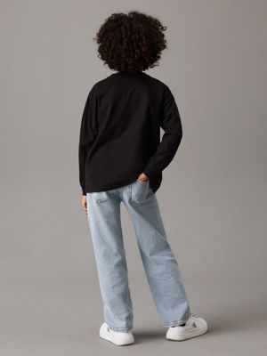 ck black relaxed long sleeve t-shirt for boys calvin klein jeans