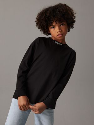 ck black relaxed long sleeve t-shirt for boys calvin klein jeans