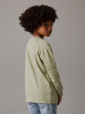 green relaxed long sleeve t-shirt for boys calvin klein jeans