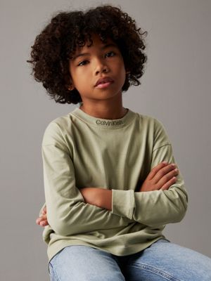 green relaxed long sleeve t-shirt for boys calvin klein jeans