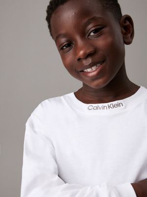 bright white relaxed long sleeve t-shirt for boys calvin klein jeans