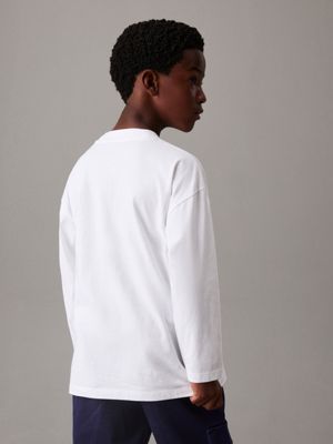 t-shirt relaxed avec imprimé graphique white pour garçons calvin klein jeans