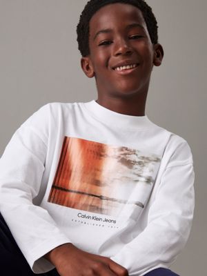 bright white relaxed graphic t-shirt for boys calvin klein jeans