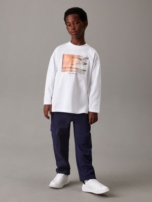 bright white relaxed graphic t-shirt for boys calvin klein jeans