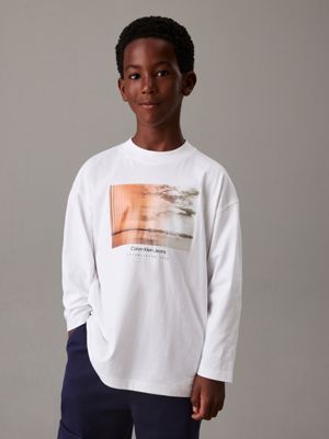 t-shirt relaxed avec imprimé graphique white pour garçons calvin klein jeans