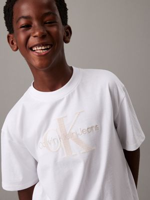 bright white logo t-shirt for boys calvin klein jeans