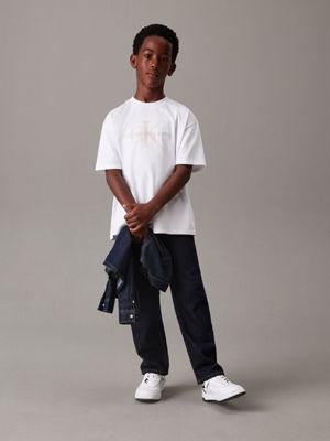 bright white logo t-shirt for boys calvin klein jeans