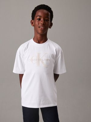 bright white logo t-shirt for boys calvin klein jeans