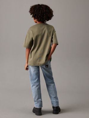 dusty olive logo t-shirt for boys calvin klein jeans