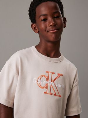 t-shirt avec logo chateau gray pour garçons calvin klein jeans