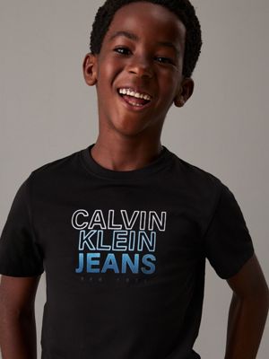 ck black logo t-shirt for boys calvin klein jeans