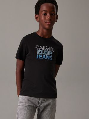 black logo t-shirt for boys calvin klein jeans