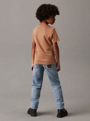 brown logo t-shirt for boys calvin klein jeans