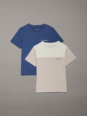 beige & white 2 pack t-shirts for boys calvin klein jeans