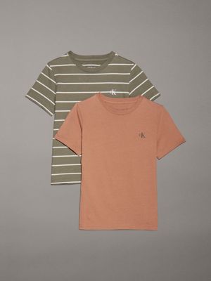 brown 2 pack t-shirts for boys calvin klein jeans