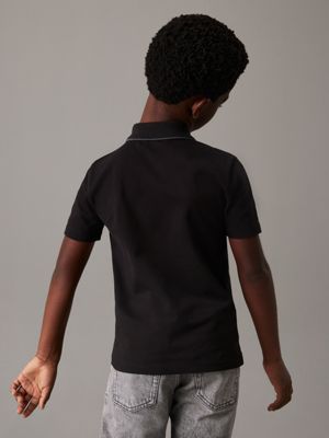 ck black stretch pique tipping polo shirt for boys calvin klein jeans