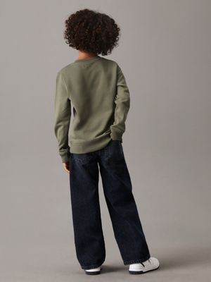 dusty olive relaxed logo sweatshirt for boys calvin klein jeans