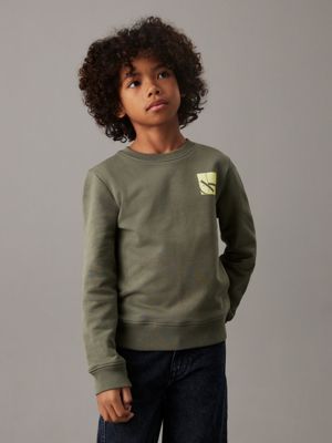 green relaxed logo sweatshirt for boys calvin klein jeans