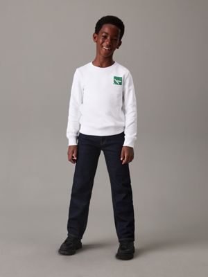 bright white relaxed logo sweatshirt for boys calvin klein jeans