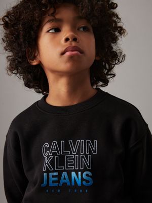 ck black relaxed logo sweatshirt for boys calvin klein jeans