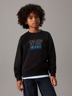 black relaxed logo sweatshirt for boys calvin klein jeans