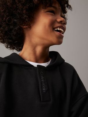 ck black relaxed hoodie for boys calvin klein jeans