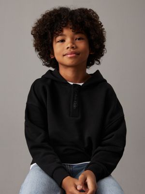 black relaxed hoodie for boys calvin klein jeans