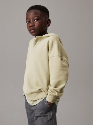 olive green relaxed hoodie for boys calvin klein jeans