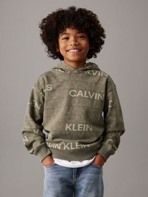 olive green logo hoodie for boys calvin klein jeans