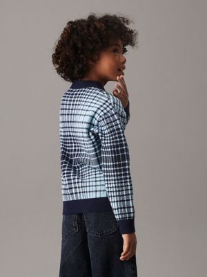 peacoat relaxed checkered jumper for boys calvin klein jeans