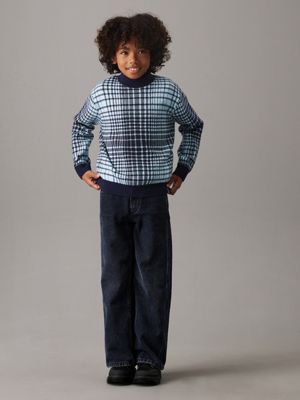 peacoat relaxed checkered jumper for boys calvin klein jeans