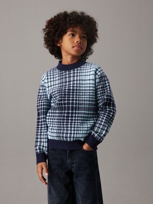 multi relaxed checkered jumper for boys calvin klein jeans