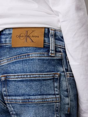 washed blue hero mid rise straight jeans for boys calvin klein jeans