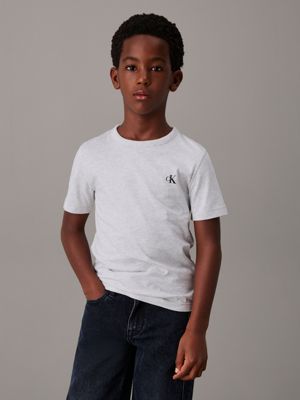 heather grey / thin black stripes 2 pack t-shirts for boys calvin klein jeans