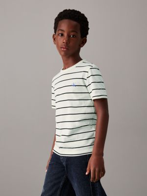 heather grey / thin black stripes 2 pack t-shirts for boys calvin klein jeans