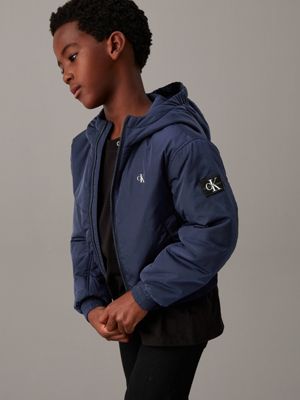 blue hooded harrington jacket for boys calvin klein jeans