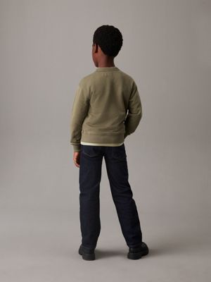 dusty olive boxy logo sweatshirt for boys calvin klein jeans