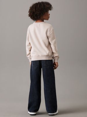 sweat-shirt boxy avec logo grey pour garçons calvin klein jeans