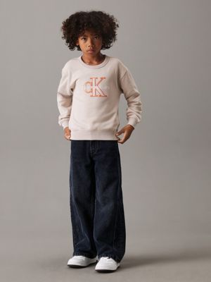 chateau gray boxy logo sweatshirt for boys calvin klein jeans