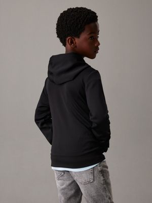 black tricot zip up hoodie for boys calvin klein jeans