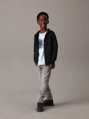 ck black tricot zip up hoodie for boys calvin klein jeans